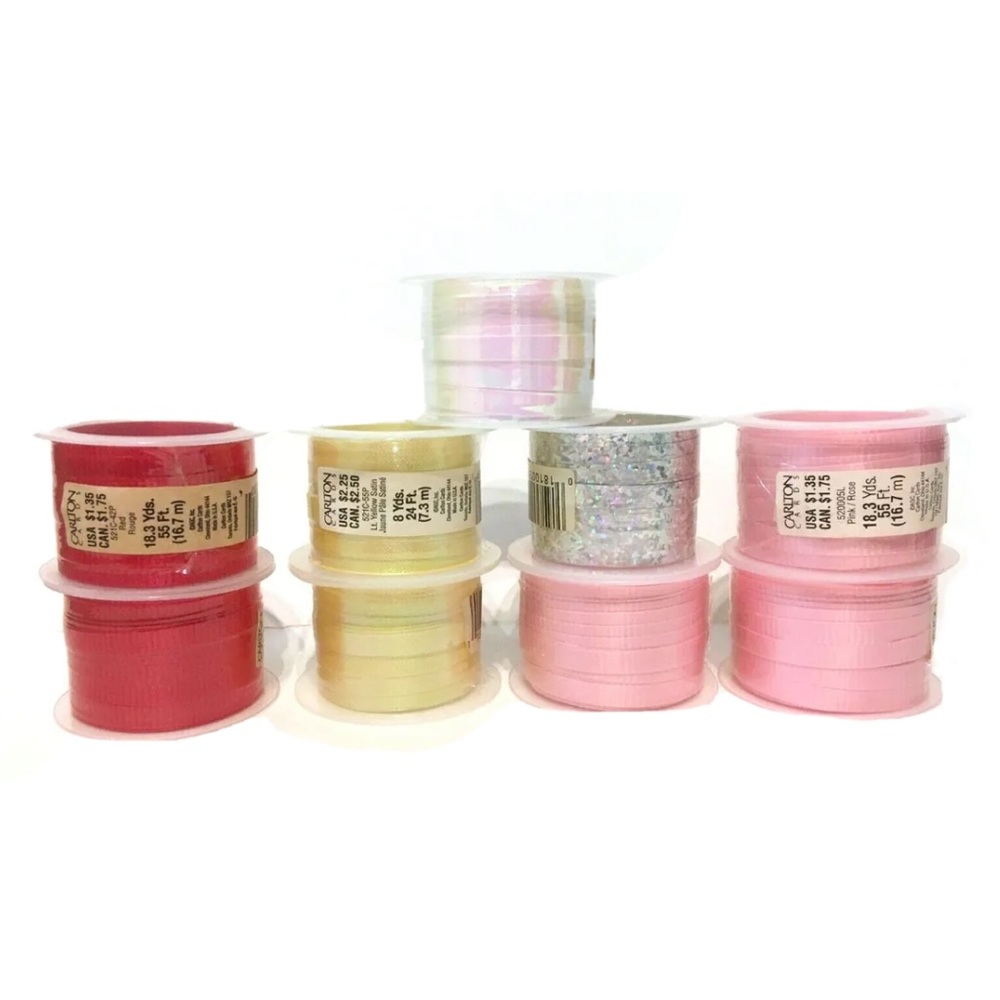 Gift Curling Ribbon Lot Irridescent Sparkly Pink Silver Red Yellow Pastel Holo